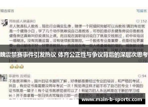 魏震禁赛事件引发热议 体育公正性与争议背后的深层次思考